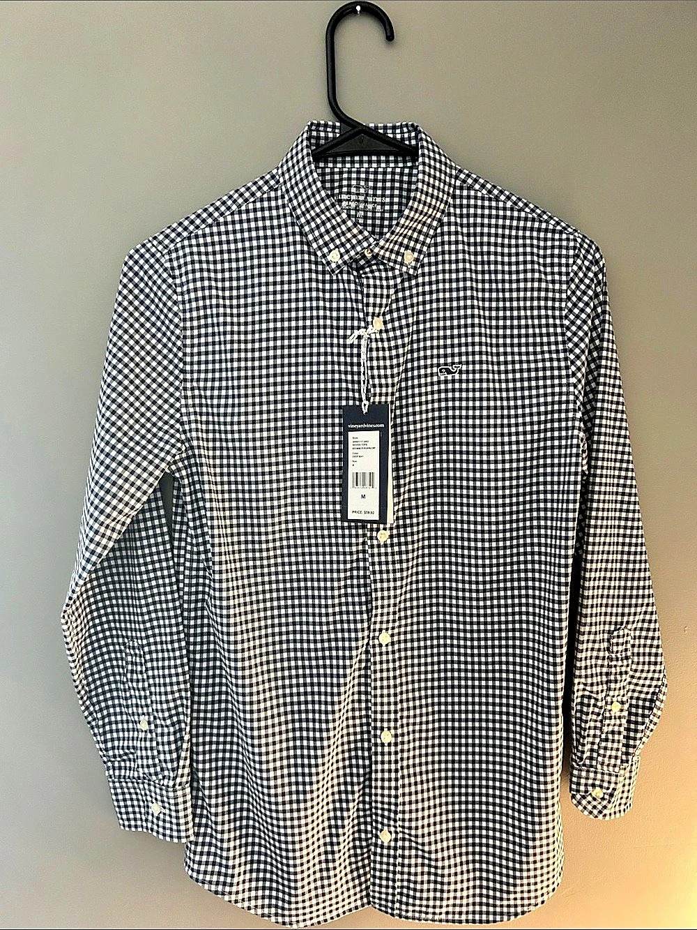 vineyard vines Woven Tops Gingham Button Down in Blue & White Size Youth Medium